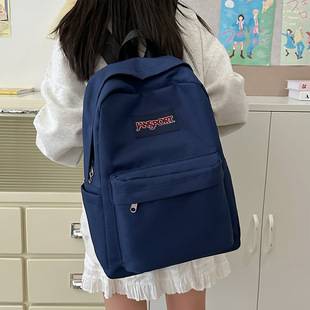 Js Jess Backpack Large Capacity School Bag Backpack Computer Bag for Male and Female Students Simple Solid Color Campus Travel Waterproof