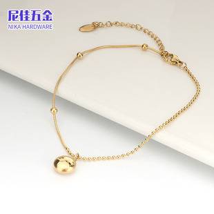 Titanium Steel Fadeless LUCKY Bean Anklet Internet Celebrity Fashion Niche Entry Luxury Golden Solid Small Bean Anklet