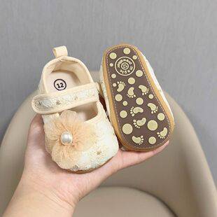 Spring and summer baby shoes 0-1 years old soft soles do not fall off cloth shoes 6-12 months female treasure princess shoes non-slip toddler shoes