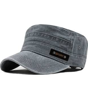Washed Hat Wholesale Spring, Summer and Autumn New Cotton Flat Hat Outdoor Military Hat Men's Mesh Sun Hat