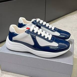 Cross-Border P Brand Trendy Men's Shoes, Leather Mesh Breathable Sneakers, Autumn and Winter Casual Shoes, Round-Toe Sports Shoes