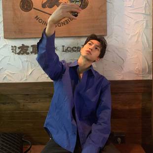Klein Blue Shirt for Men, Early Spring Vibe, Lazy Style Cardigan Jacket, Trendy Casual Long-Sleeve Shirt