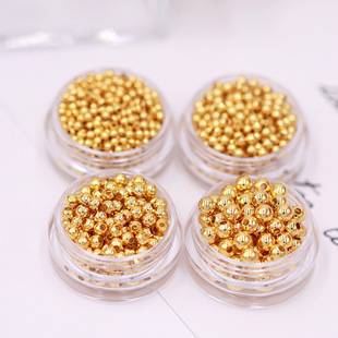Color-Preserving Pure Copper Plated 18K Real Gold Small Gold Beads Round Beads Bracelet Necklace Spacer Beads DIY Handmade Beading Accessories D41D36
