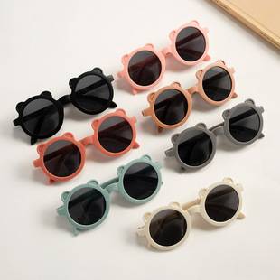 Children bear ears Folding sunglasses wholesale new boys and girls Baby Sunscreen glasses cute cartoon kids glasses