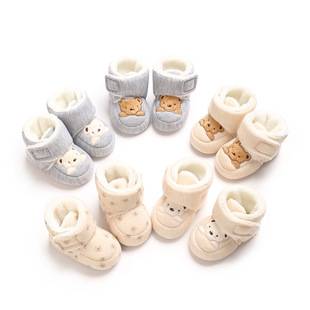 Baby shoes in autumn and winter 1-year-old fleece-lined thickened warm cotton shoes and socks men's and women's baby toddler shoes will not fall off 0-6-12 months