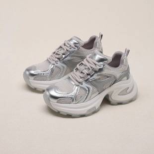 Full soft leather ~ thick bottom increased casual sneaker women's 2025 spring new mesh breathable fashion torre shoes