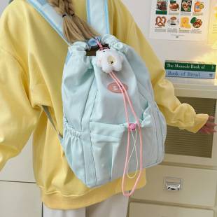 Niche Ins Small Fresh Pure Color Backpack Cute Female Student Large Capacity Campus Class Backpack Simple School Bag