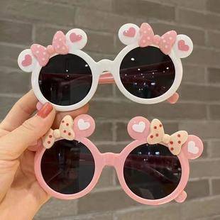 Cartoon Mickey Cute Baby Sunglasses Bow Children's Fashion Personalized Sunglasses Trendy Sunshade Glasses for Boys and Girls