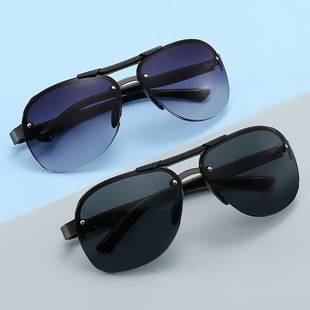 Men's Sunglasses for Driving, Frameless Personalized Gradient Color Fishing and Driving Glasses, Anti-Uv Aviator Sunglasses