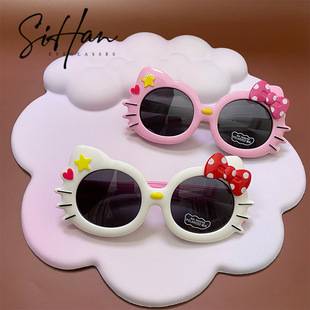 New Cartoon Kt Cat Kidsren's Sunglasses 5861 Baby Soft Silicone Kidsren's Polarized Glasses Cute Sun Protection Sunglasses