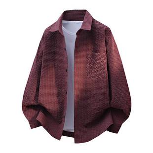 Men's plaid shirt, spring and autumn style, trendy Hong Kong style, loose and stylish, casual long-sleeved shirt, plus size, oversized, men's cardigan