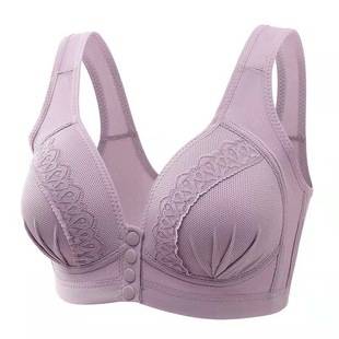 [] Middle-Aged and Elderly Women's Wireless Push-Up Bra, Vest-Style, Front-Opening, Thin, Full-Cup Women's Underwear
