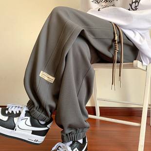 Waffles Casual Pants Men's Spring and Autumn Fashion Brand Loose Straight Pants American Sports Long Pants