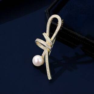 Light Luxury Ribbon Knot Brooch, High-End Elegant Versatile Pearl Brooch for Women, Unique Design Pin, Suit Accessory