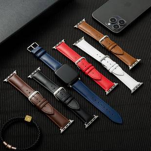 Suitable for Apple Watch Plain Calfskin Leather Strap Apple Watch Business Belt Watch Accessories
