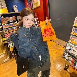 Autumn Old Money Style Women's Wear Stand Collar Right Shoulder Short Women's Denim Tops Women's 2025 New Tops Top