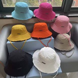 Hyuna Style Fisherman Hat for Women, Spring and Summer, Washed Denim, Wide Brim, Vacation, Frayed Edge, Sun Protection, Outdoor Hiking Hat
