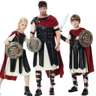 Parent-Child Roman Warrior Cosplay Costume Halloween Family Theme Party Role-Playing Outfit