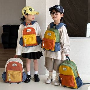 New Color-Blocked Children's Backpack, Cute Kindergarten School Bag, Casual Lightweight Travel Backpack for Boys and Girls