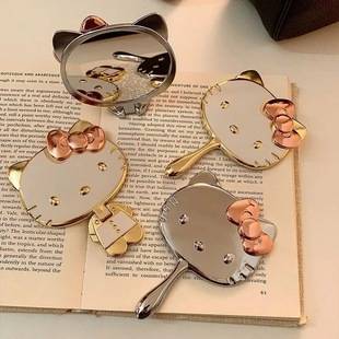 Cute Cat-Shaped Mini Mirror for Women, Portable Handheld Makeup Mirror, Cute Foldable Makeup Mirror for Students