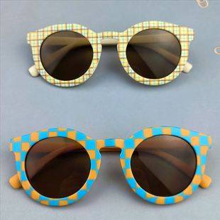 Children's sunglasses girls' boys' sunglasses Plaid trendy baby trendy trendy girls' children's sun-proof sunglasses