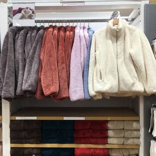 2026 Autumn and Winter Long Fleece Coral Fleece Cardigan Stand Collar Polar Fleece Jacket Warm Furry Outwear for Women 449753
