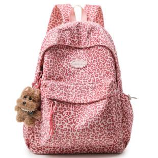 New Large-Capacity Backpack Leopard Print Computer Backpack College and High School Student Backpacks Korean Version Cross-Border Wholesale Trend