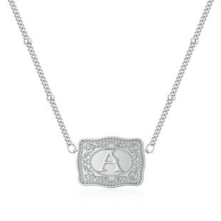 European and American Cross-Border Initial Necklace Embossed Belt Buckle Necklace Fashionable Elegant Versatile Daily Jewelry Birthday Gift