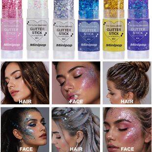 Minipop Body Paint Glitter Stick Face Lip Star Glitter Eyeshadow Festival Stage Makeup Cross-Border Amazon