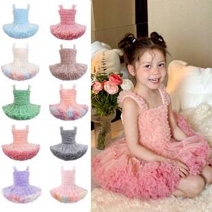 Baby girl princess fluffy gauze dress cute cake skirt birthday dress tutu dress one-piece delivery