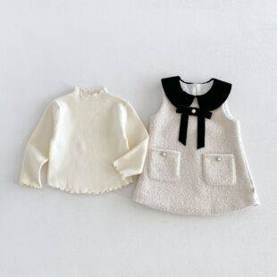 Girls' Chanel-style vest dress, winter baby fleece-lined thickened dress, cute children's dress, zdq6652