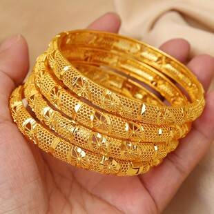 Cross-border hot-selling 24K bracelet, Dubai India bride's light luxury style women's wedding vintage bracelet jewelry wholesale