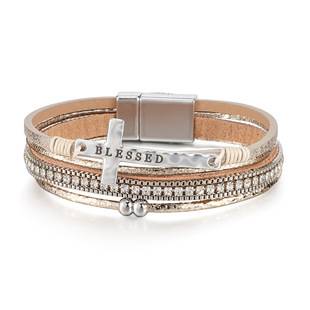 Bohemian style cross multi-layer bracelet new exotic ethnic style drill bracelet high-level leather bracelet