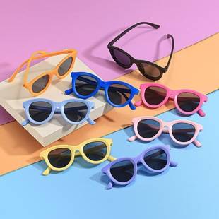 Candy Color Children's Sunglasses Cross-border Fashion Baby Glasses Korean Style Western Style Solid Color Simple Sunglasses All-match Sunglasses for Sunshade