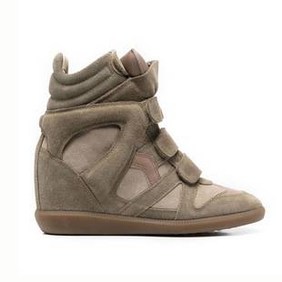 Isa New Model 2026 Hidden Height-Increasing High-Top Women's Shoes, Color-Blocking Flat Casual Sneakers with Velcro for Women