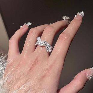 Twist Kink Ring silver Simple Ins Niche Design Sense Opening Adjustable Temperament All-match Index Finger Ring