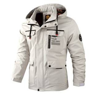 Cross-border Foreign Trade Men's Casual Jacket Parka Autumn and Winter Hooded Jacket Men's Coat Solid Color Outdoor Fashion