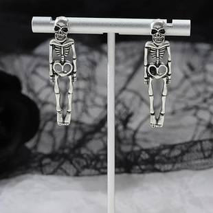 Halloween Skeleton Simulation Human Skeleton Removable Earrings Ghost Bride and Groom Couple Human Earrings