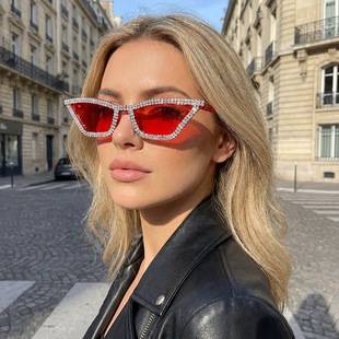 European and American Fashion Cat-Eye Diamond Sunglasses Fashion Ins Trendy Women's Sunglasses Cross-Border Handmade Diamond Sunglasses