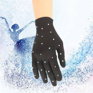 Factory wholesale figure skating performance gloves children's gloves adult female semicolon hot drilling opaque magic gloves