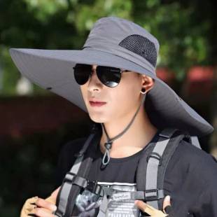 Summer Foldable Outdoor Oversized Brim Sun Hat Fishing Hat Water-Repellent Quick-Drying Sun Protection Hat for Men