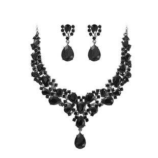 Cross-border Explosions European and American Rhinestone Bride Necklace Earrings suit Banquet Party Exaggerated Fashion Women's Dress Accessories