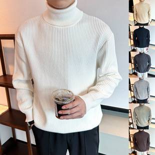 7-Color Turtleneck Knitwear Men's Pure Color Suit with Light and Mature Style Business Bottoming Shirt Export Cross-Border Wholesale
