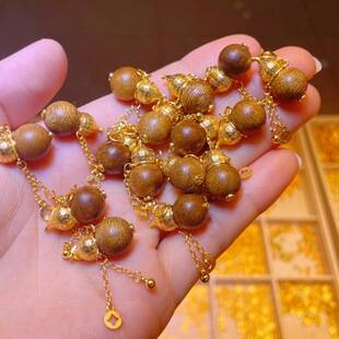 Dabifan Ancient Gold Agarwood Gourd Pendant DIY Hand-Twisted Cotton Thread Necklace New Chinese Style Wealth-Attracting Accessory