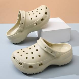Yunduo Thick-Soled Clogs for Women's Summer Outer Wear, Non-Slip, Breathable, Non-Stinky Foot Sandals, Outdoor Two-Wear, Non-Abrasive Feet