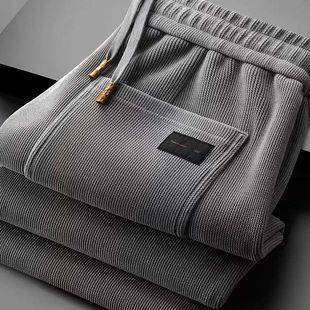High-End Chenille Wide-Leg Casual Pants for Men in Winter Fleece-Lined Elastic Loose Straight Middle-Aged Dad Pants Export