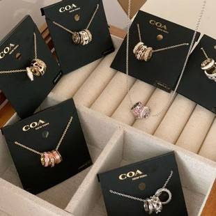 Coa Epoxy Three Ring Narrow Series Best Friend Necklace Light Luxury Fashion Classic Logo 520 Valentine's Day Gift
