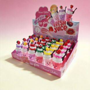 Direct from the manufacturer, cross-border bestseller: juice smoothie cup color-changing lip gloss, 24-piece display box, moisturizing lip glaze