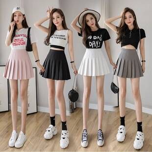 Four-season short skirt for women, pleated skirt, JK uniform skirt, fashionable half skirt (extended length + safety shorts + zipper + buttons)
