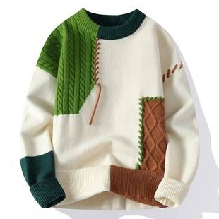 in stock Japanese Cross-border Hot Autumn and Winter New Casual Round Neck Sweater Base Sweater Loose Sweater Men's Wear
